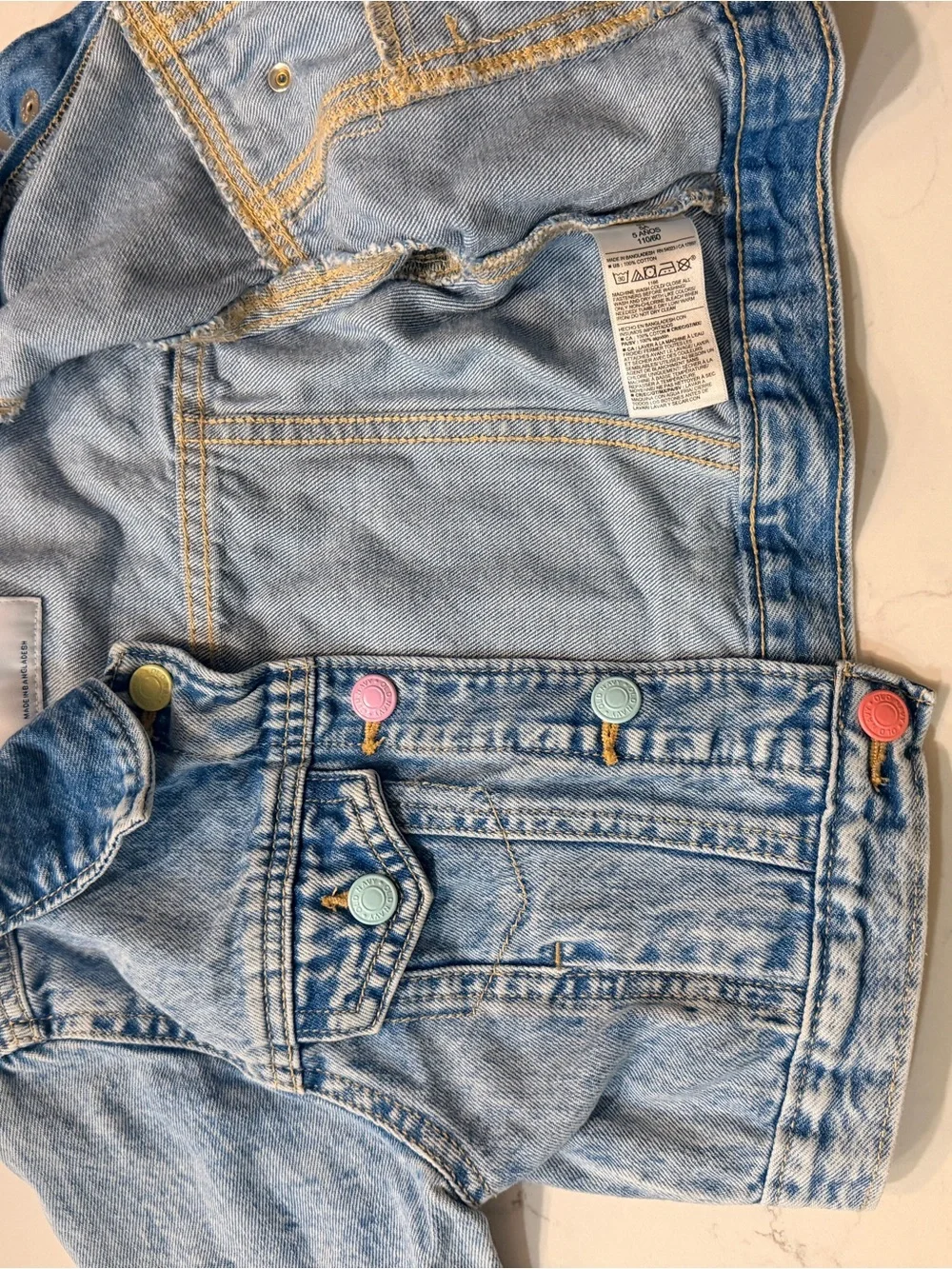 Old Navy Light Blue Denim Jacket with Pastel Snap Buttons